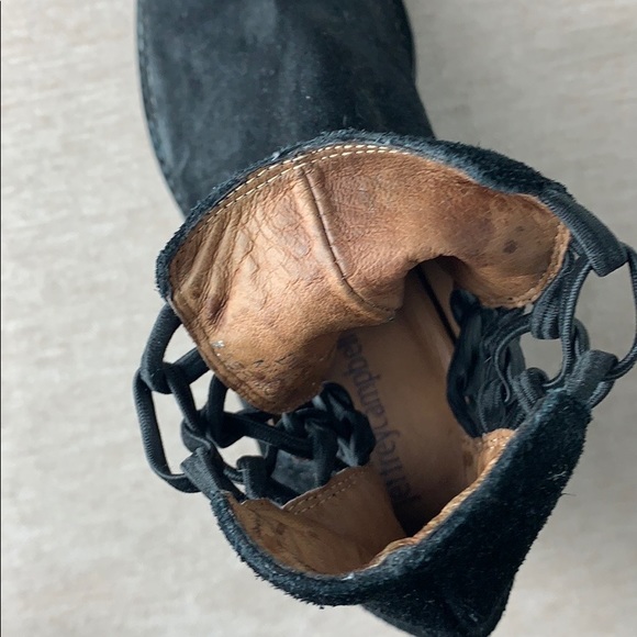 Jeffrey Campbell Suede Leather Criss Cross Black Side Laced Booties - Picture 10 of 11